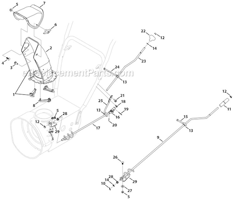 Label Map Diagram and Parts List for 31AS62EE700 2011 Yard Machines Snow Blower